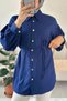 Women's Tokyo Fabric Mobile Belted Gold Buttoned Long Sleeve Hijab Shirt - 7