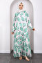 Green Patterned Chiffon Dress