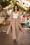 Muslin Earth Color Pants Kimono Set