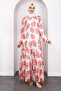 Pomegranate Flower Patterned Chiffon Dress