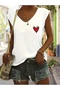 Red Heart Printed Women's Oversize Sleeveless T-Shirt