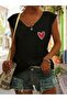Red Heart Printed Women's Oversize Sleeveless T-Shirt