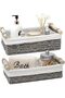 Wicker Storage Baskets with Handles, Decorative Small Baskets for Toilet Lid & Countertop, Set of 2