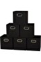 80-1 Foldable Fabric Storage Bins | Set of 6 Cubby Cubes With Handles | Black