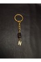 Gold Color Stone N Letter Tiger Eye Keychain Charm - 4