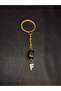 Gold Color Stone F Letter Tiger Eye Keychain Charm - 4