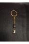 Gold Color Stone Z Letter Tiger Eye Keychain Charm - 4