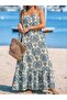 Women's patterned ruffled supreme dress with string straps - 5