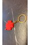 Red Color Clover Shape Small Keychain with Gold Accessories Handmade Epoxy Gift - 2