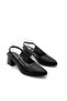 Closed Toe Open Back Soft Leather Heeled Women's Shoes Black - 2
