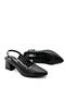 Closed Toe Open Back Soft Leather Heeled Women's Shoes Black - 3