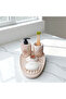 5 Piece Marble Patterned Concrete Bathroom Set, Liquid Soap Dispenser Toothbrush Holder Accessory - 2