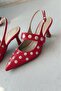 Selorin Matte Leather Staple Detailed Stiletto Red - 2