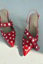 Selorin Matte Leather Staple Detailed Stiletto Red - 5