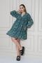 Women's New Season Lined Green Chiffon Long Sleeve V-Neck Mini Summer Dress Flared Dress 700-3758330 - 2