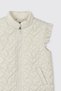 Baby Girl Heart Patterned Ruffle Detailed Cotton Lined High Collar Micro Beige Vest - 3