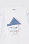 Boy's Print Detailed Short Sleeve White T-Shirt - 7