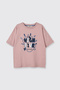 Boy's Printed Crew Neck Short Sleeve Pink T-Shirt - 5