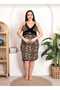 Women's Plus Size Curve Lycra Combed Cotton 2-Piece Dressing Gown Nightwear Set - 2