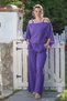 Purple Carmen Collar Handkerchief Sleeve Pocket Washable Elastic Waist Muslin Woven Suit 52-108 65-65 - 6