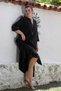 Italian Black V-Neck Button 3/4 Sleeve Casual Linen Look Woven Dress with Hidden Pocket 120 56 - 3
