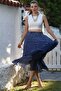 Jean Blue Layered Washed Elastic Waist Casual Crinkle Asymmetrical Woven Skirt 89 70 - 6