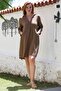 Cinnamon Color Shirt Collar Buttoned Long Sleeve Pocket Washable Casual Muslin Woven Dress 103 65 - 4