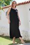 Black Strap Slit Lace Casual Muslin Long Woven Dress 128 55 - 7