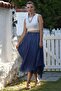 Jean Blue Layered Washed Elastic Waist Casual Crinkle Asymmetrical Woven Skirt 89 70 - 3