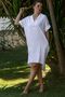 White Shirt Collar 3/4 Sleeve Pocket Washable Casual Muslin Long Back Woven Dress 102 70 - 4