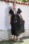 Italian Black V-Neck Lace Sleeve Lined Lace Tassel Detail Casual Woven Dress 136 55 - 5