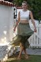 Khaki Layered Washed Elastic Waist Casual Crinkle Asymmetrical Woven Skirt 89 70 - 6
