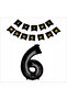 6 Years Old Black Foil Balloon + Black Gold Banner
