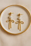 Noé Gold Bow Detailed Pearl Look Earrings – Elegant and Modern Design - 4