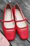 Lufora Matte Leather Buckle Detailed Red Women's Ballerinas - 2
