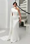 White One Shoulder Shawl Detail Asymmetrical Satin Evening Dress