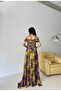 Green Boat Neck Patterned Tulle Evening Dress - 6