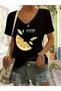 Lemon Happines Printed Women's Oversize V-Neck T-Shirt
