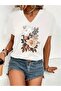Floral Printed Women's Oversized V-Neck T-Shirt