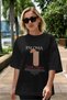 Paloma Cocktail Front Printed Black Oversize T-Shirt Men's Women's 100% Cotton Crew Neck T-Shirt - 5