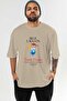 Blue Lagoon Cocktail Front Printed Beige Oversize T-Shirt Men's Women's 100% Cotton Crew Neck T-Shirt