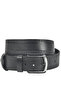Men's Black Leather Sports Belt with Double Stitching Detail on the Sides 2402604
