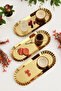 Davin Gold 3-Piece Decorative Stainless Oval Serrated Edges Special Presentation Tray - 3