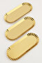 Davin Gold 3-Piece Decorative Stainless Oval Serrated Edges Special Presentation Tray - 6