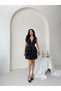 Black V-Neck Flounce Lined Chiffon Dress - 4