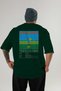 Tequila Sunrise Cocktail Back Printed Green Oversize T-Shirt Men Women Cotton Crew Neck T-Shirt