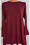 Er Clothing Combed Cotton Tunic Long-Sleeve Crew Neck Claret Red - 5