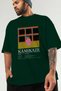 Kamikaze Cocktail Front Printed Green Oversize T-Shirt Men Women Cotton Crew Neck Tshirt - 3