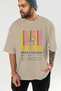 Pina Colada Cocktail Front Printed Beige Oversize T-Shirt Men Women Cotton Crew Neck Tshirt - 6
