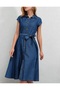 100% Cotton Organic Thin, Non-Sweating, Blue Summer, Belted Denim Dress Size 36 38 40 42 44 - 3